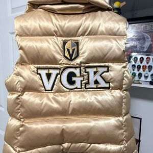 Vegas Golden Knights Fan Gold puffer vest.